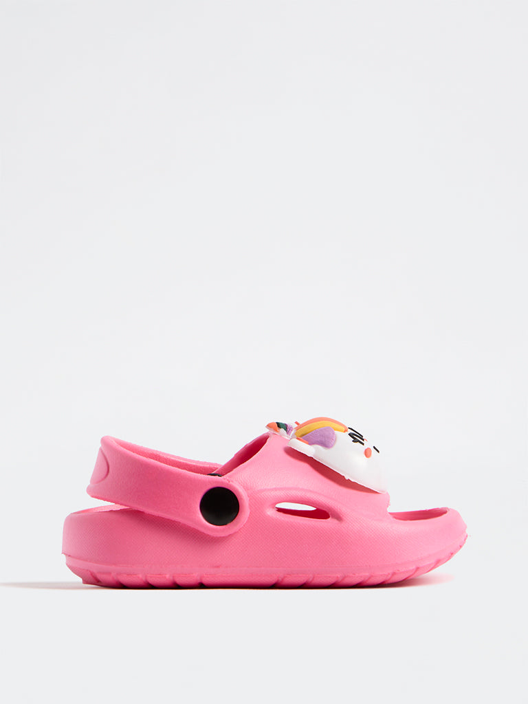 Yellow Pink Unicorn Applique Clogs