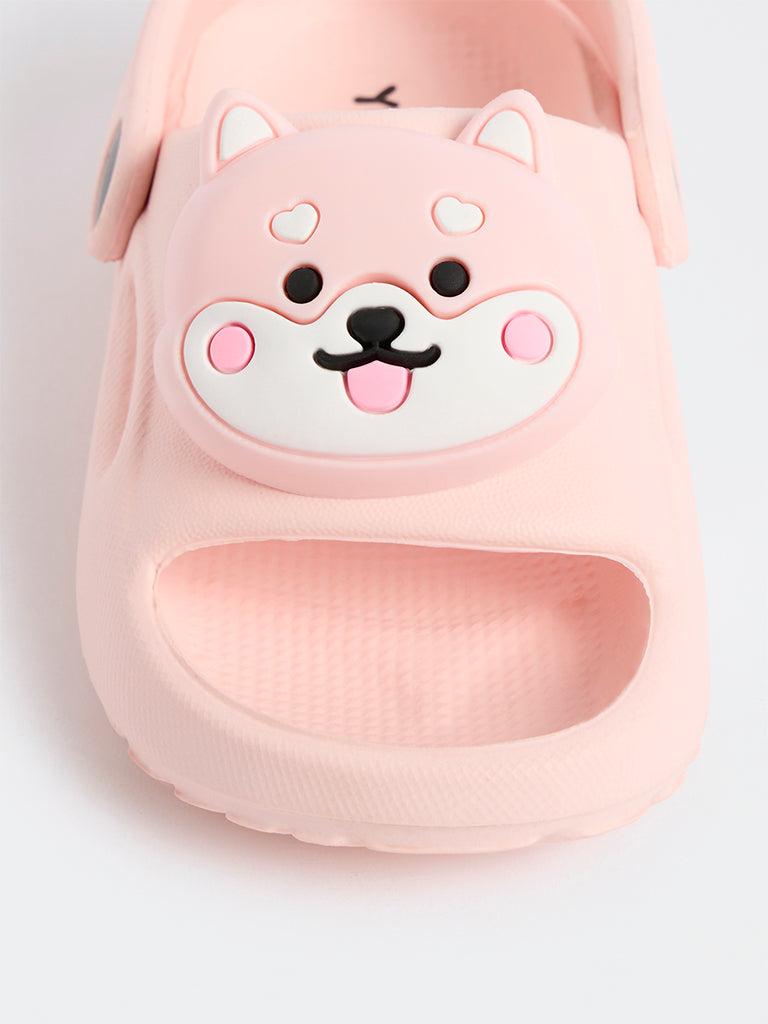 Yellow Light Pink Dog Applique Clogs