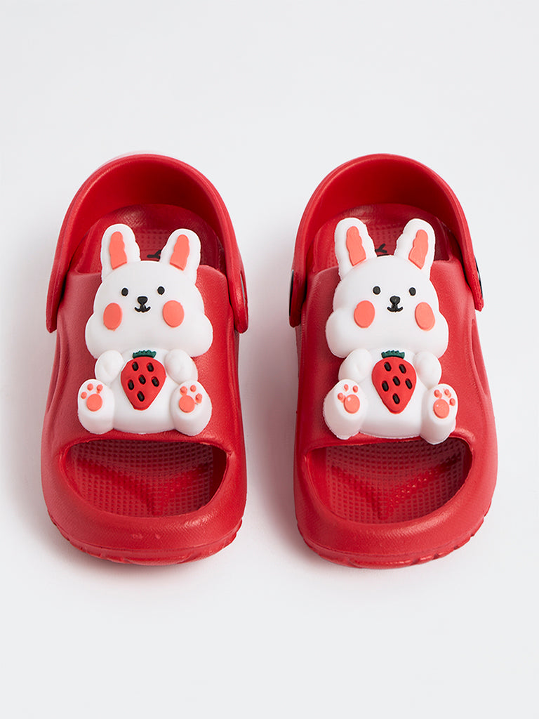 Yellow Red Bunny Applique Clogs