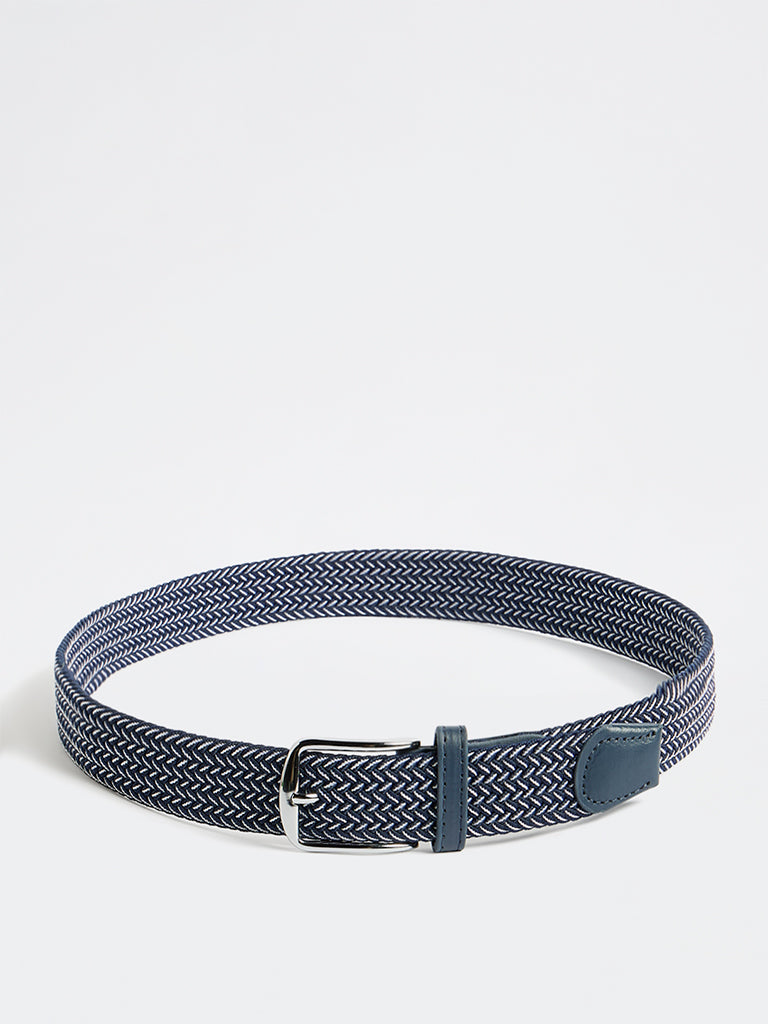 Westside Accessories Navy Braided Elastic Belt