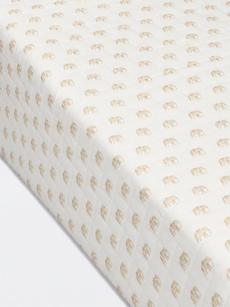 Westside Home Beige Elephant Printed Quilted King Bed Comforter