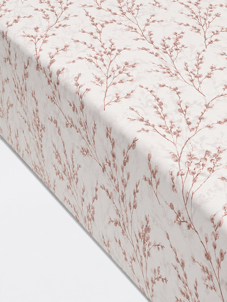 Westside Home Dusty Pink Foliage Printed Queen Bed Sheet Set