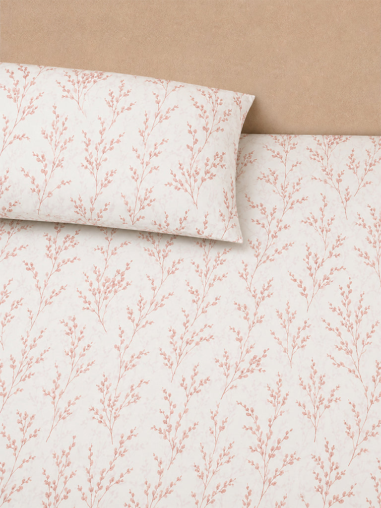Westside Home Dusty Pink Foliage Printed King Bed Sheet Set