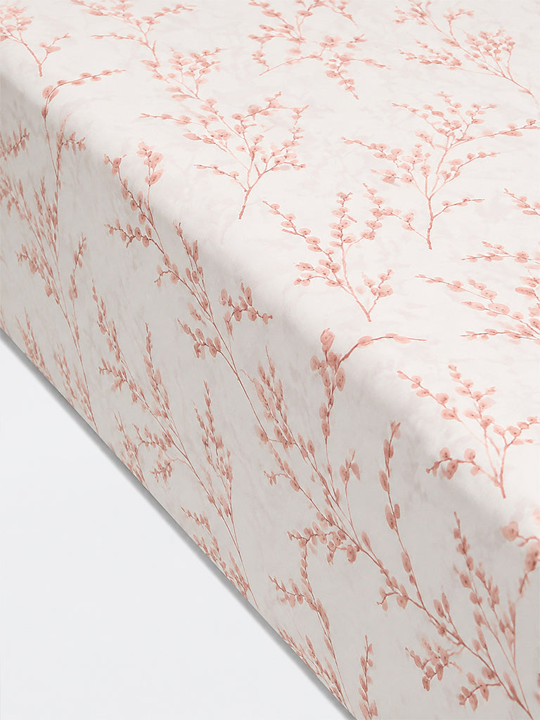 Westside Home Dusty Pink Foliage Printed King Bed Sheet Set