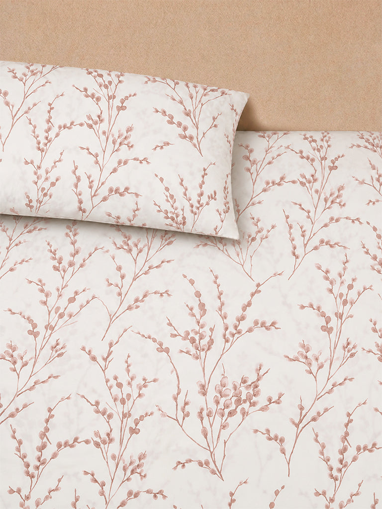 Westside Home Dusty Pink Foliage Printed King Bed Sheet Set