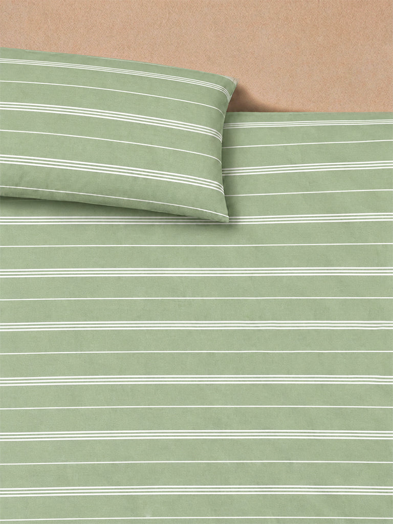 Westside Home Sage Striped King Fitted Bed Sheet Set