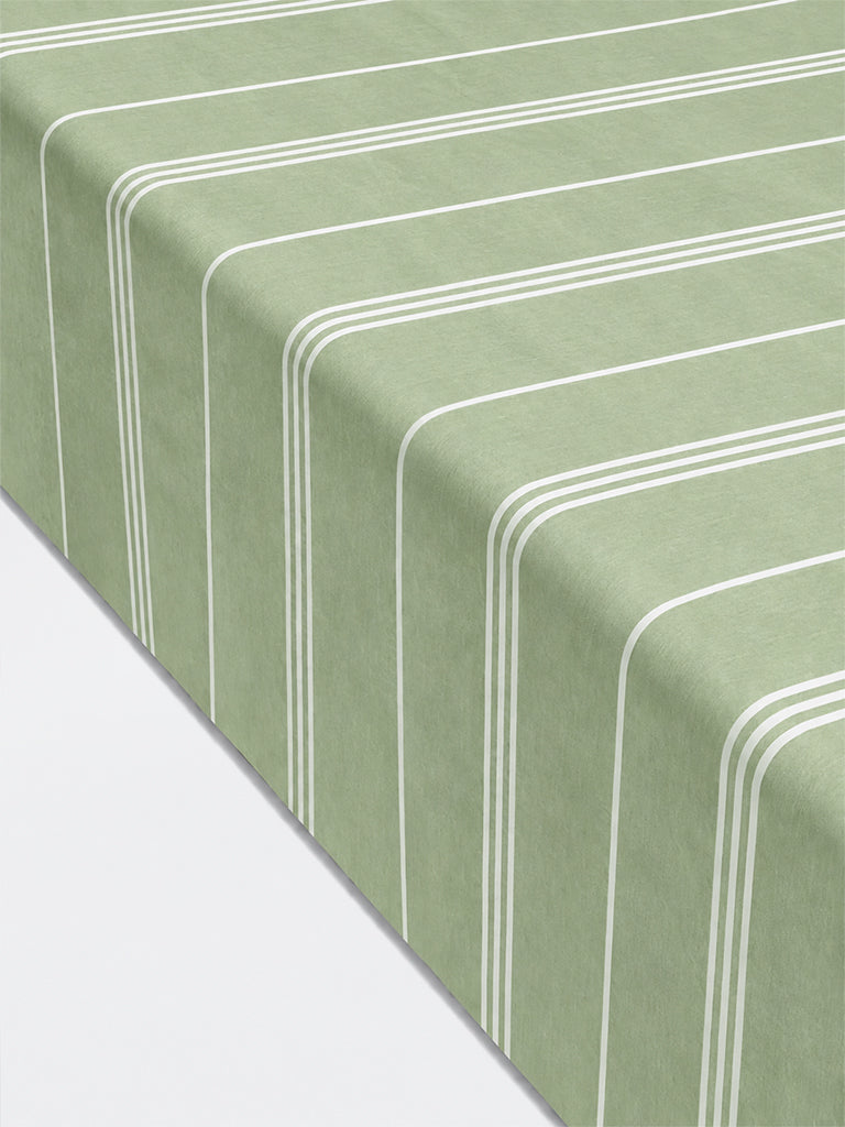 Westside Home Sage Striped King Fitted Bed Sheet Set