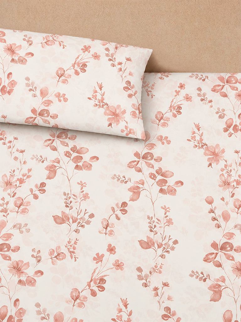 Westside Home Rust Botanical Design Queen Bed Sheet Set