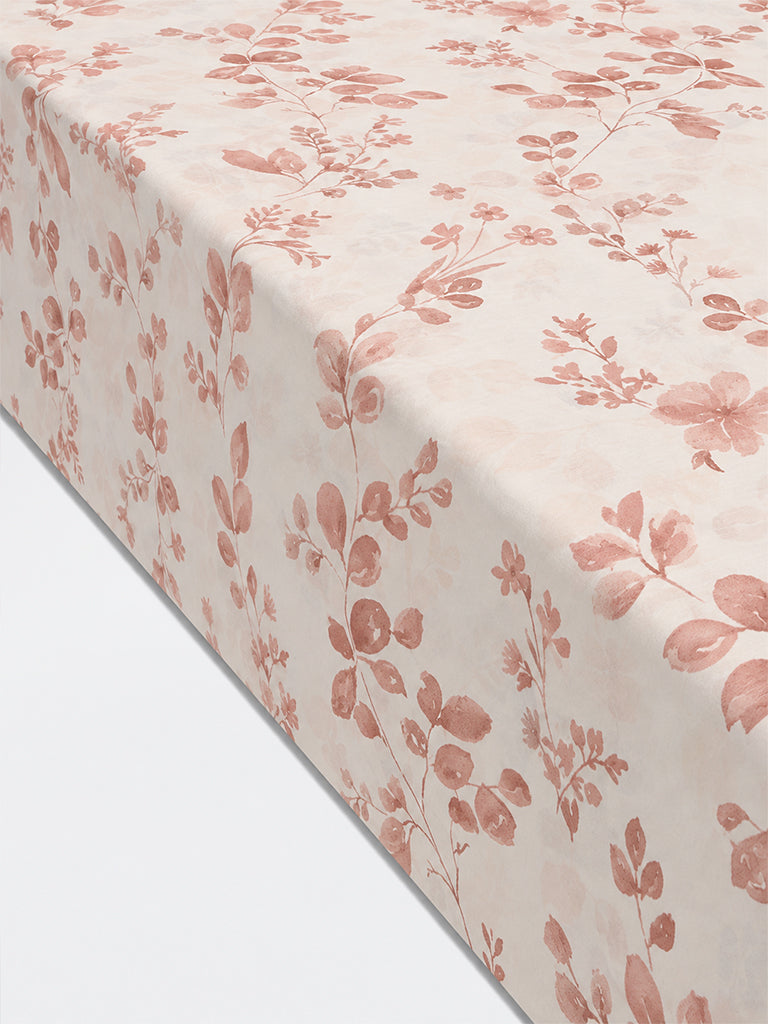 Westside Home Rust Botanical Design King Bed Sheet Set