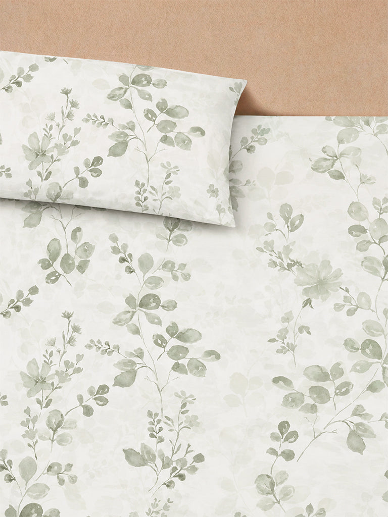 Westside Home Sage Botanical Pattern King Bed Sheet Set