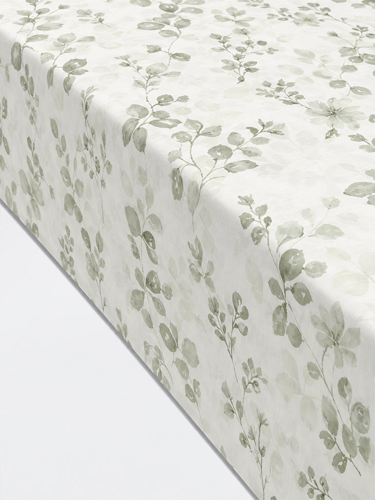 Westside Home Sage Botanical Pattern King Bed Sheet Set