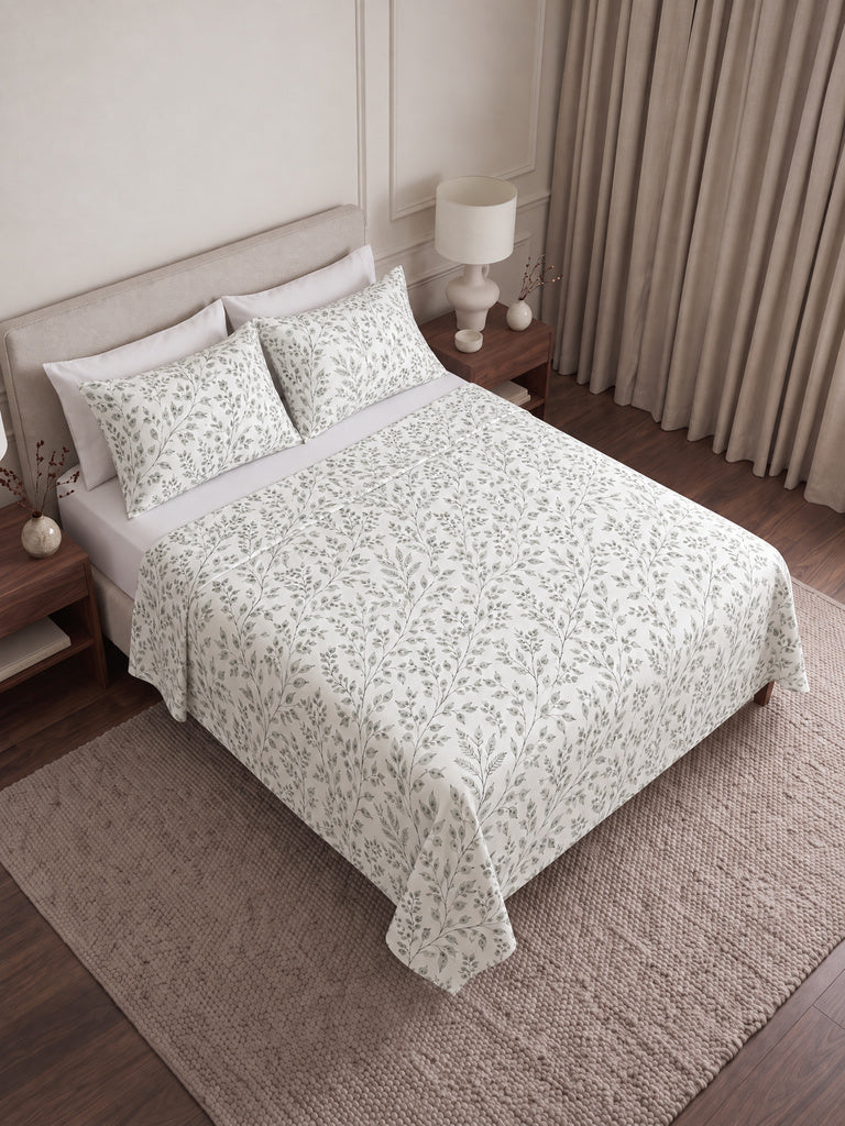 Westside Home Sage Foliage Printed King Bed Sheet Set