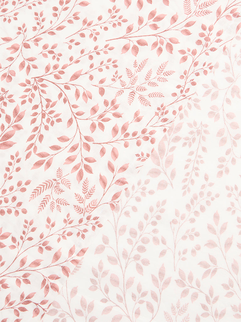 Westside Home Light Maroon Foliage Printed King Bed Sheet Set