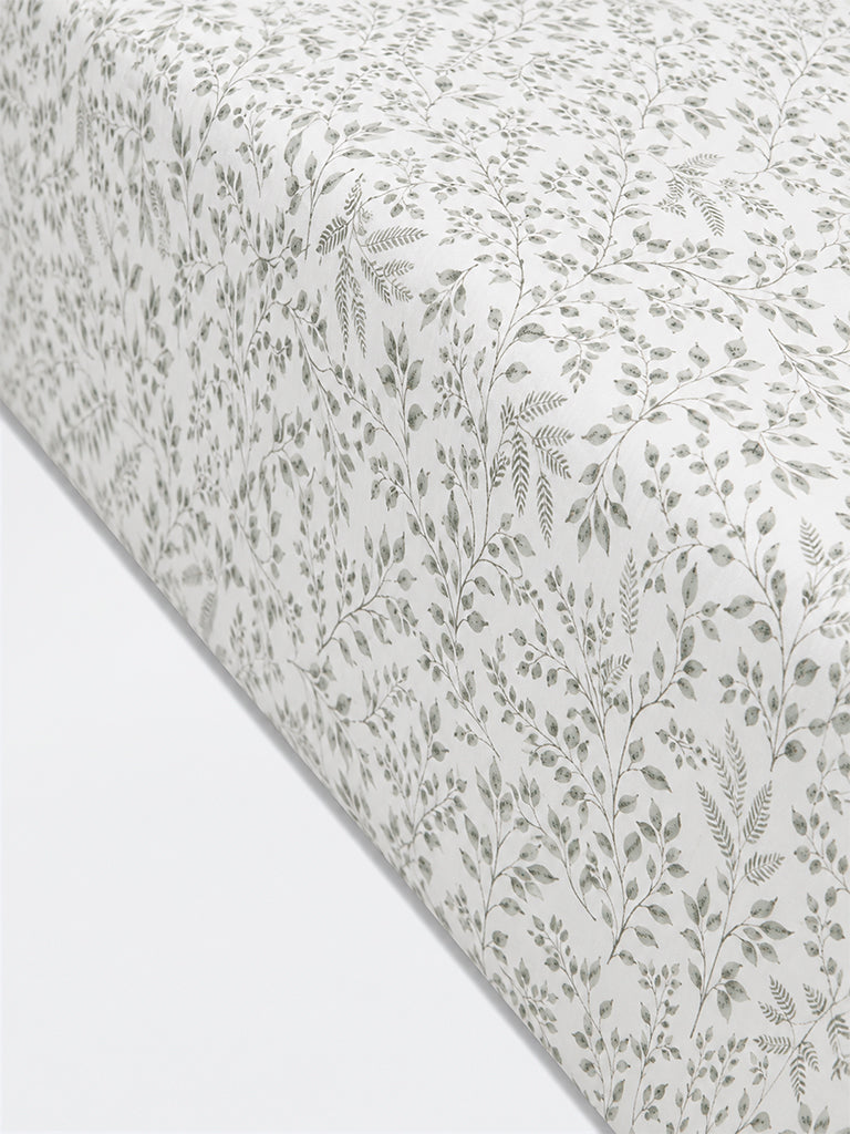 Westside Home Sage Foliage Printed Queen Bed Sheet Set