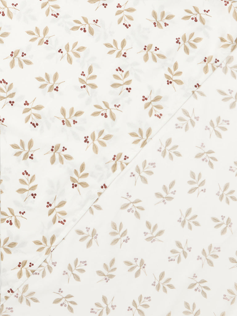 Westside Home Beige Botanical Printed King Bed Sheet Set