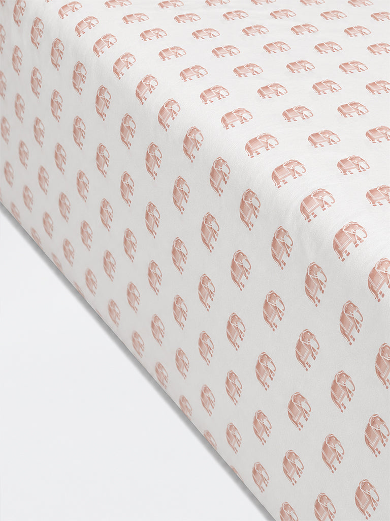 Westside Home Dusty Pink Elephant Printed Queen Bed Sheet Set