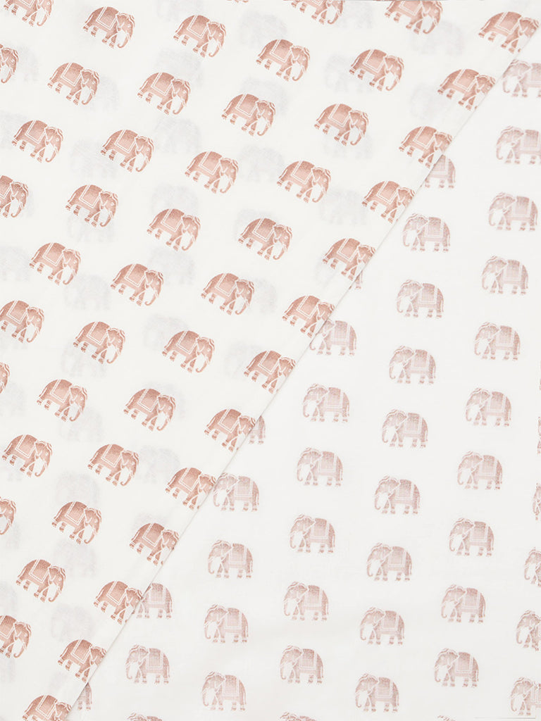 Westside Home Dusty Pink Elephant Printed Queen Bed Sheet Set