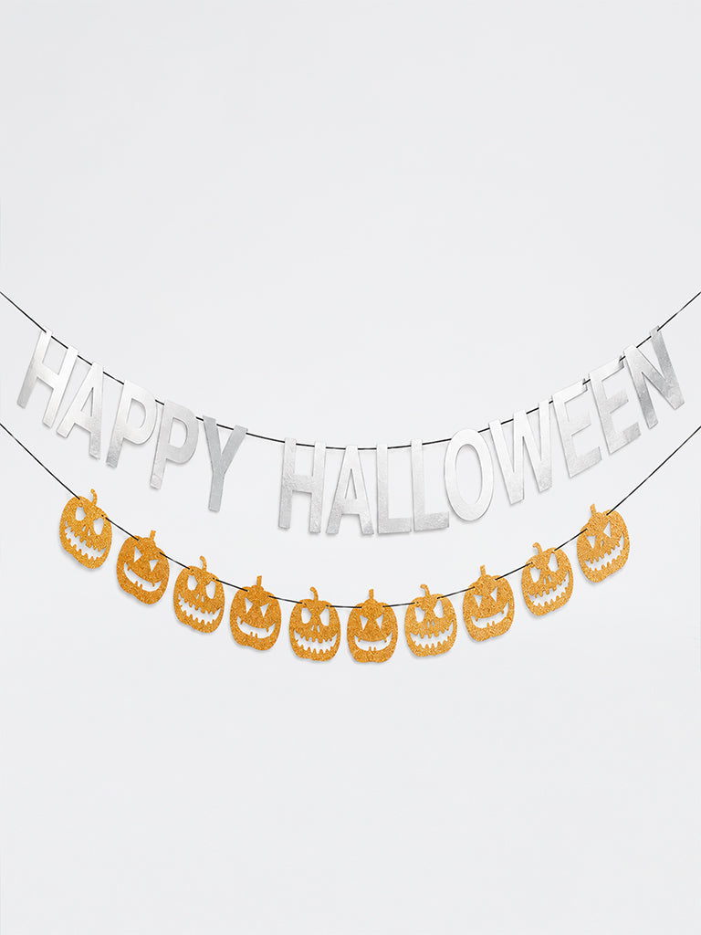 Westside Home Multicolor Pumpkin & Text Design Halloween Bunting - Set of 2