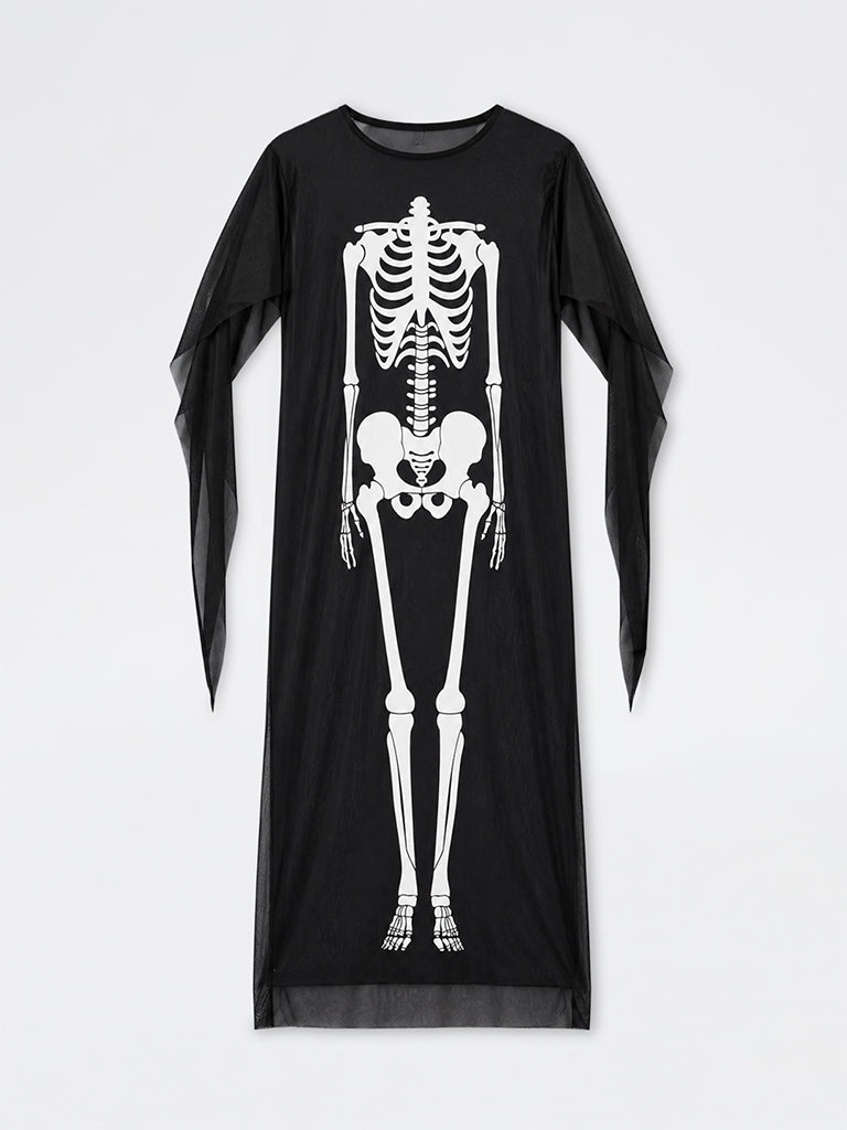 Westside Home Black Halloween Skeleton Design Mesh Costume