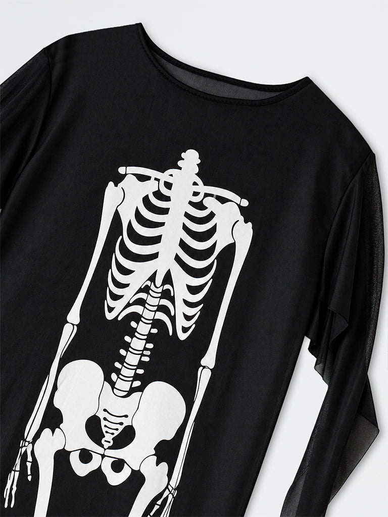 Westside Home Black Halloween Skeleton Design Mesh Costume