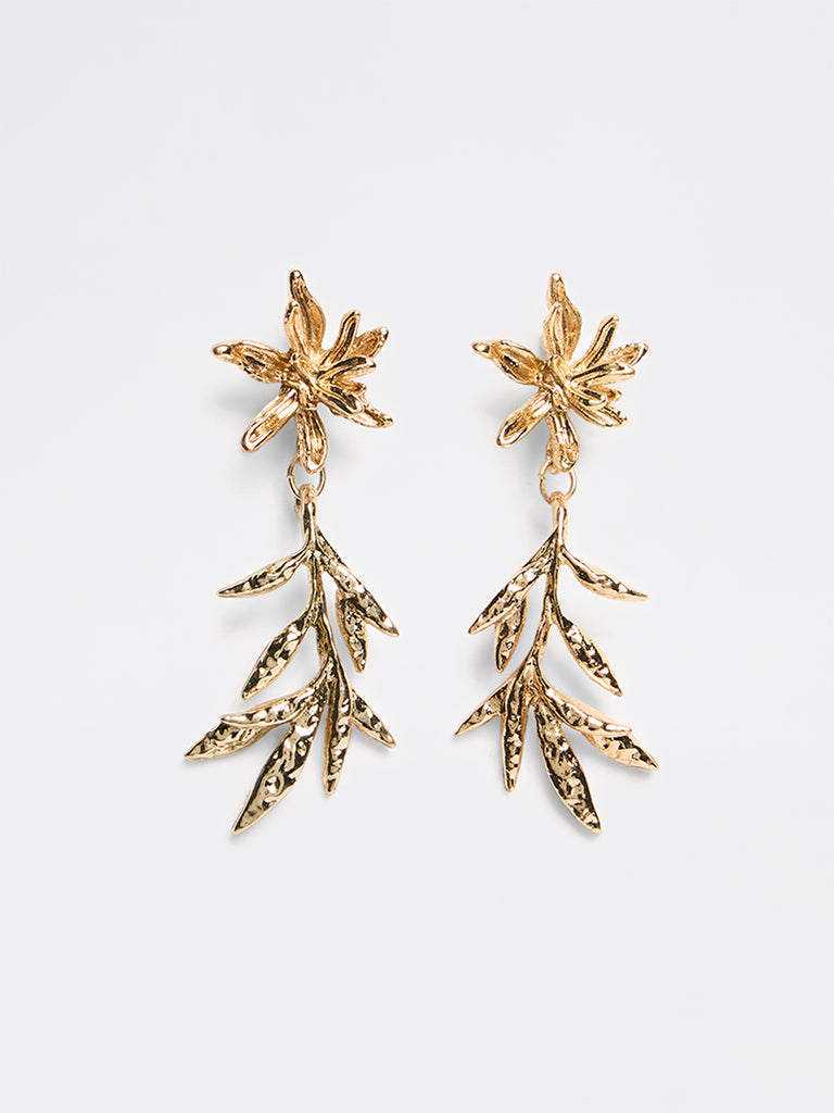 Westside Accessories Gold Floral Design Statement Earrings