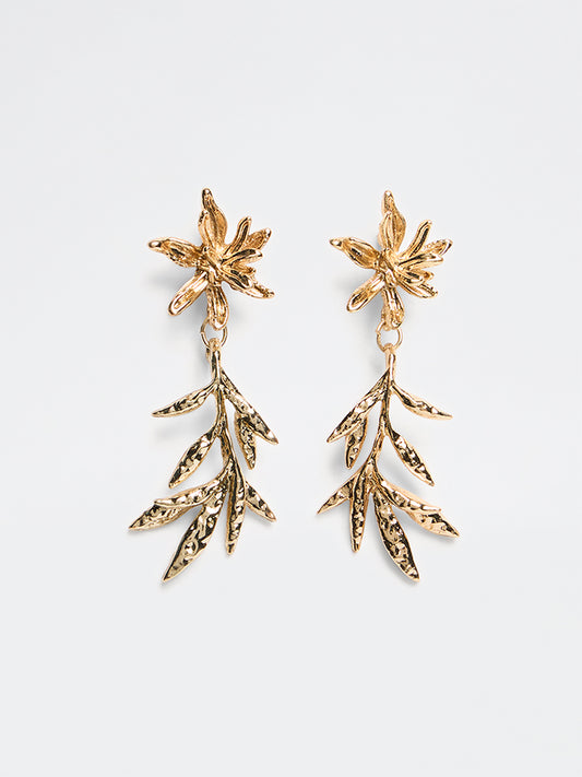 Westside Accessories Gold Floral Design Statement Earrings