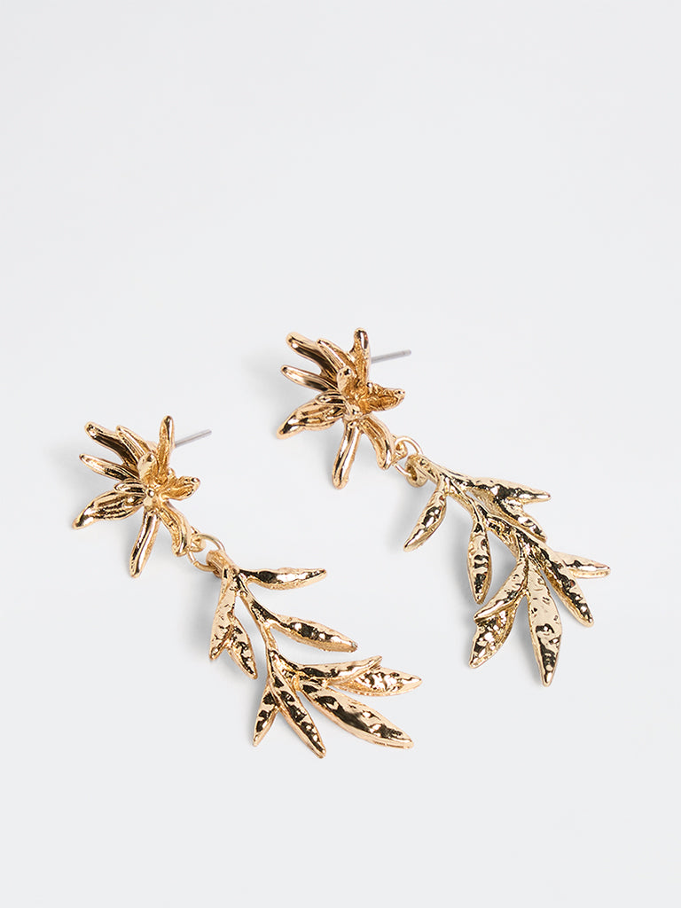 Westside Accessories Gold Floral Design Statement Earrings