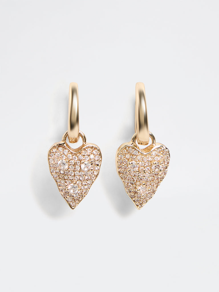 Westside Accessories Gold Embellished Heart Earrings