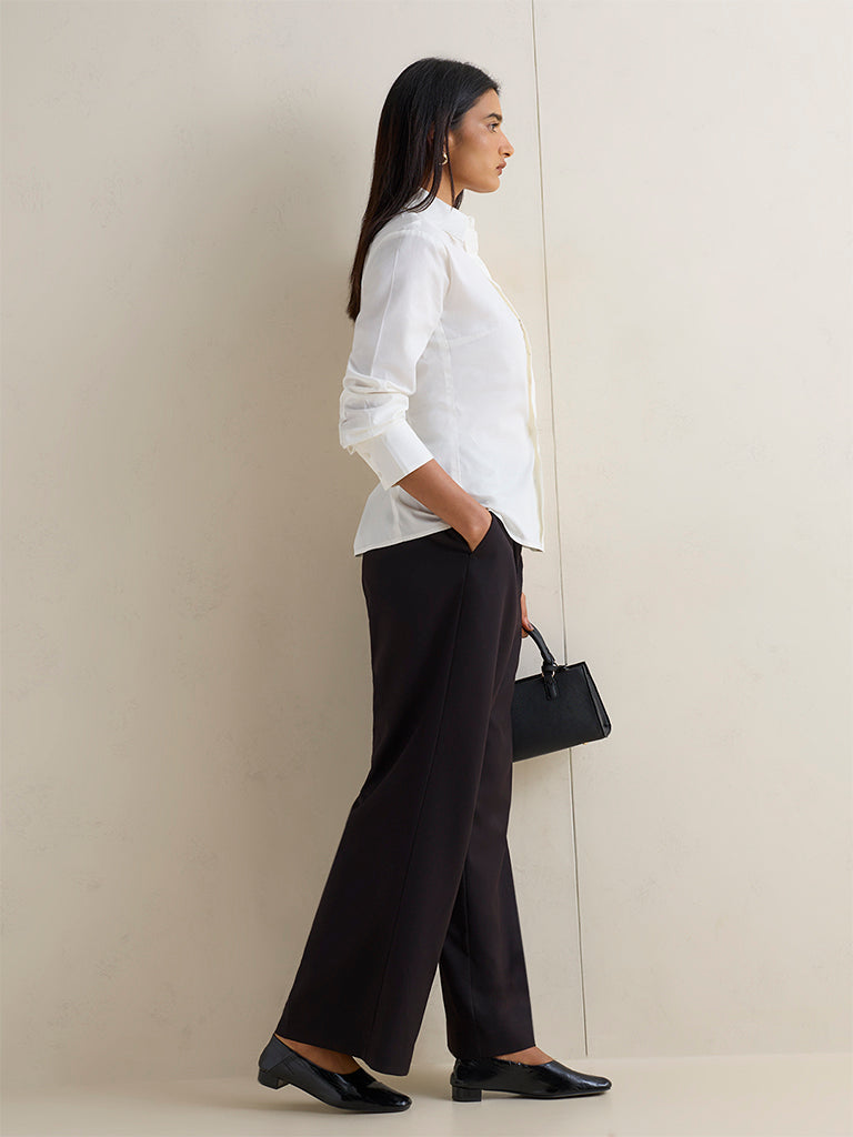 Wardrobe Ivory Solid Cotton Shirt