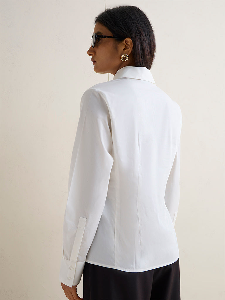Wardrobe Ivory Solid Cotton Shirt