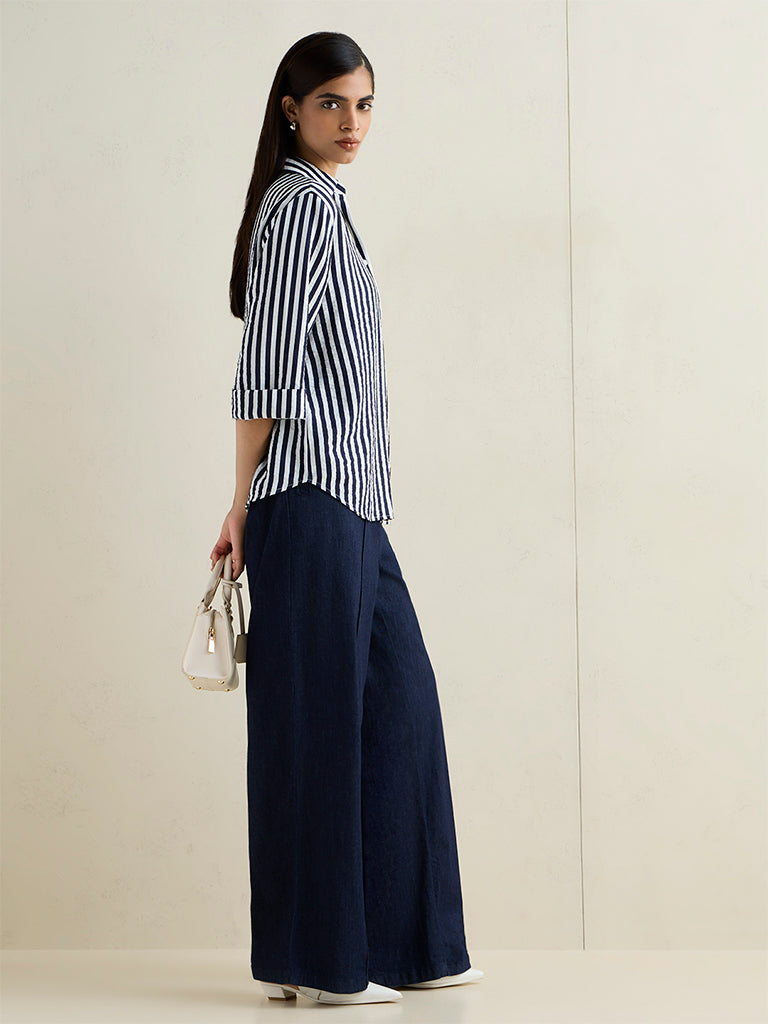 Wardrobe Navy Striped Shirt