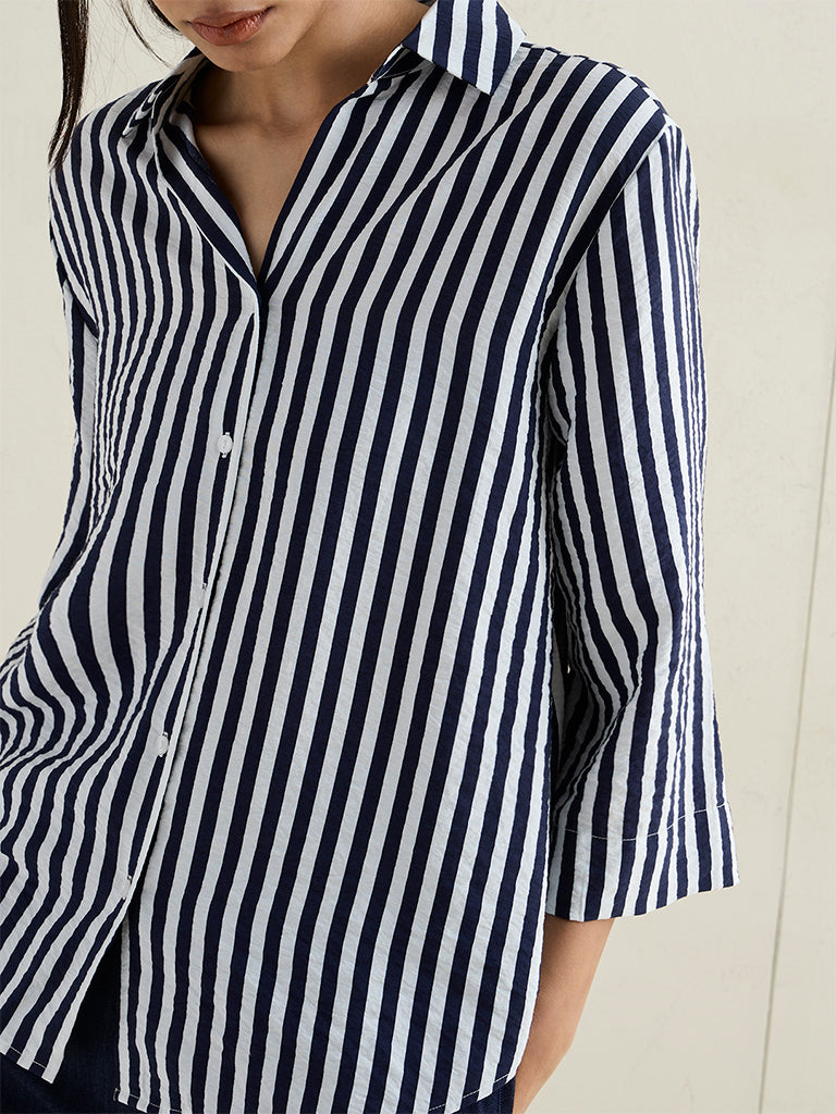 Wardrobe Navy Striped Shirt