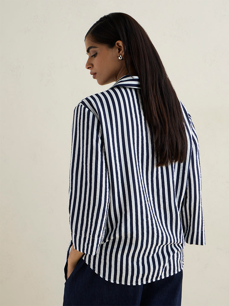 Wardrobe Navy Striped Shirt