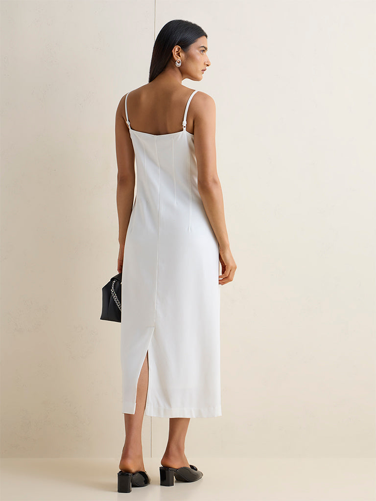 Wardrobe White Solid Bodycon Dress
