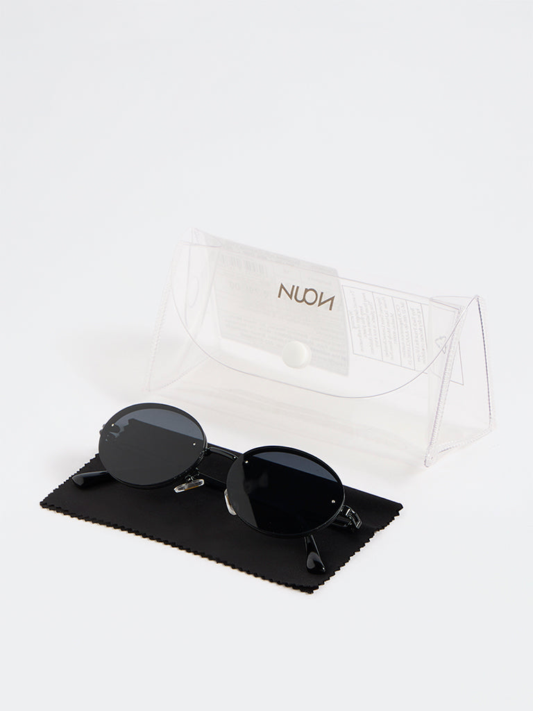Nuon Black Round Sunglasses - Comes with a Pouch and Cleaning Cloth