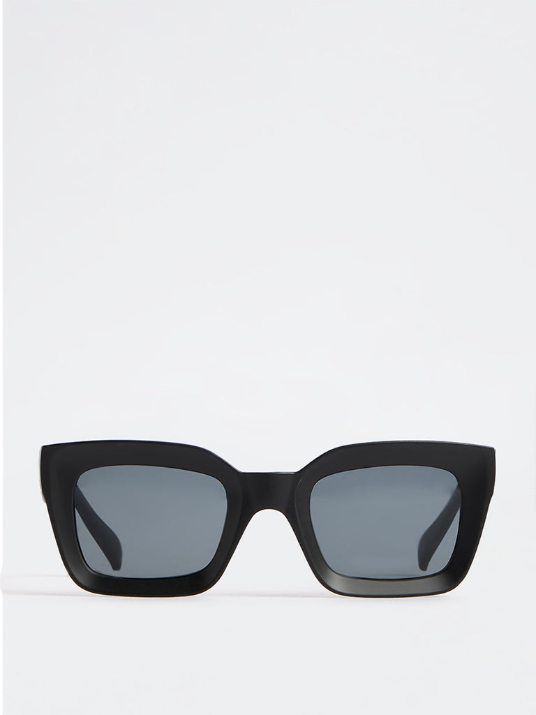 Nuon Black Square-Frame Sunglasses - Comes with a Pouch and Cleaning Cloth