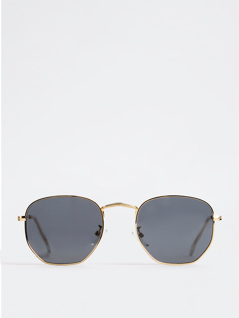 Nuon Black Geometric Sunglasses - Comes with a Pouch and Cleaning Cloth