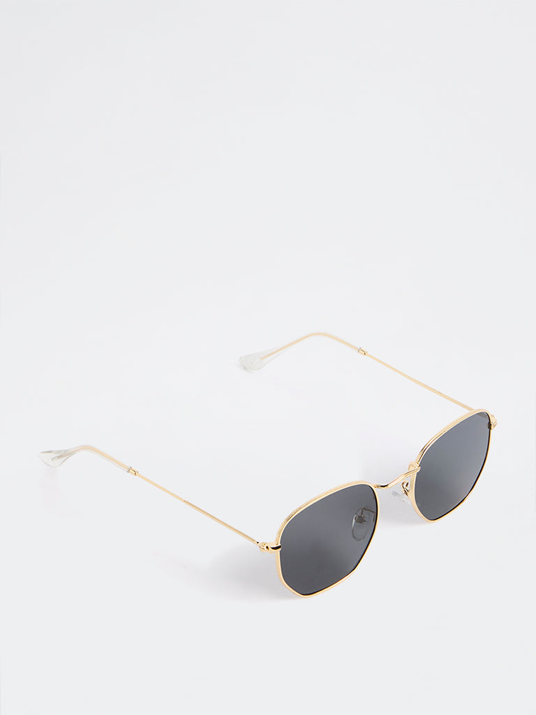 Nuon Black Geometric Sunglasses - Comes with a Pouch and Cleaning Cloth