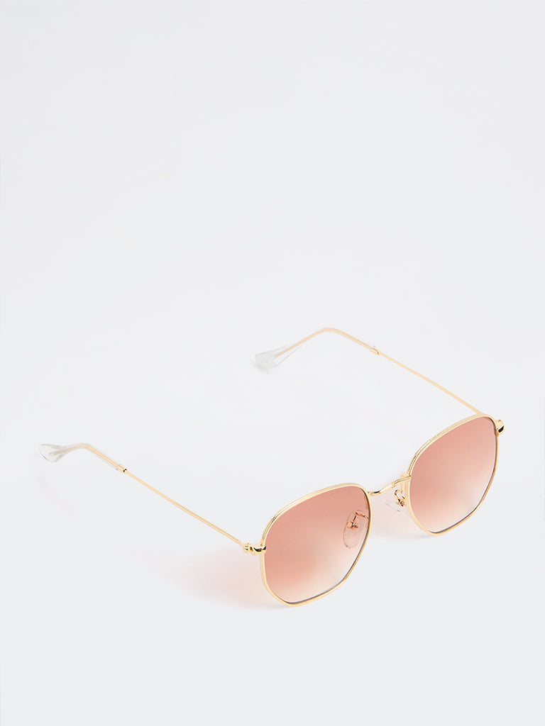 Nuon Brown Geometric Sunglasses - Comes with a Pouch and Cleaning Cloth