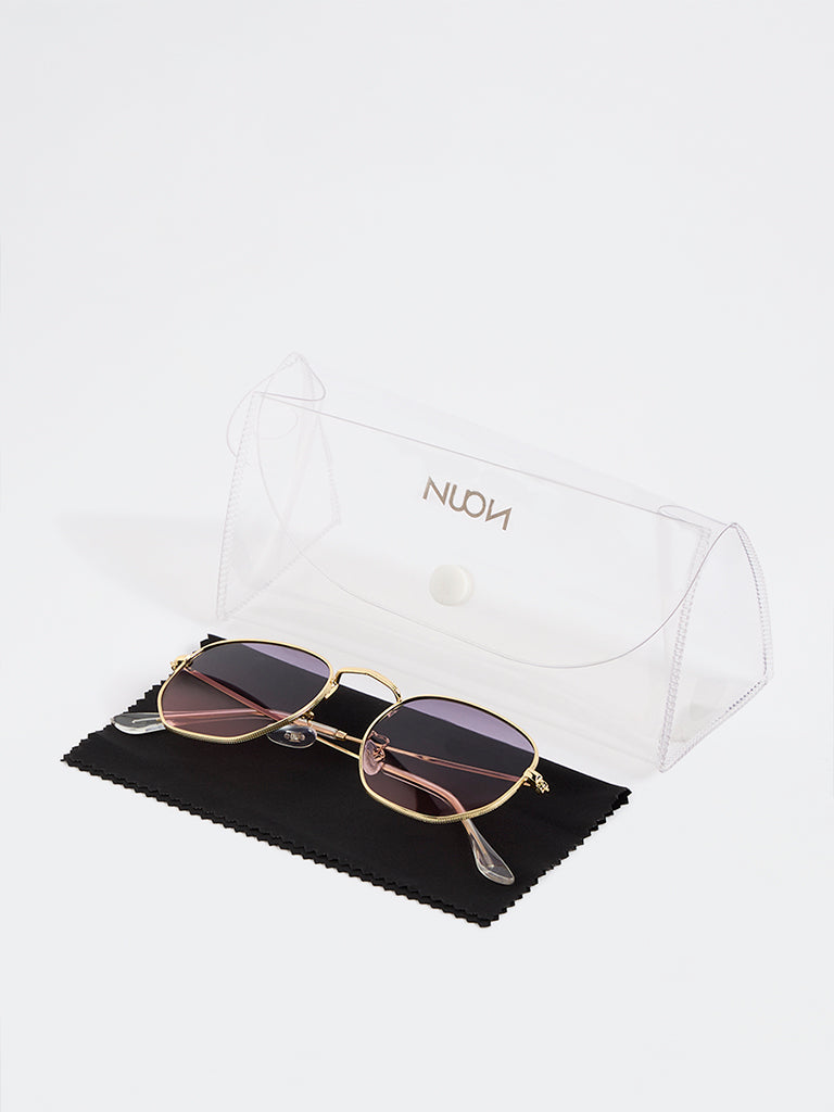 Nuon Pink Metal Frame Sunglasses - Comes with a Pouch and Cleaning Cloth