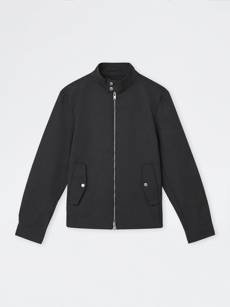 Ascot Black Solid Relaxed-Fit Cotton-Blend Jacket