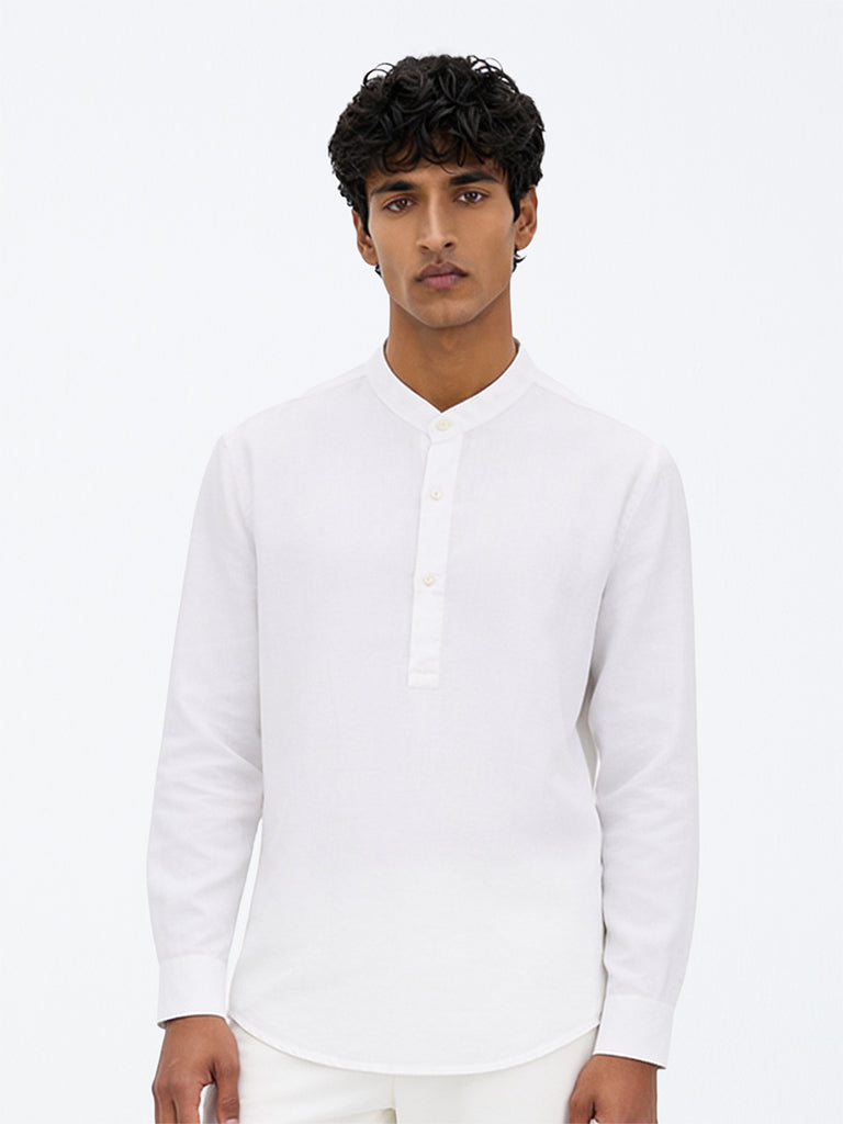 Ascot Off-White Solid Relaxed-Fit Shirt