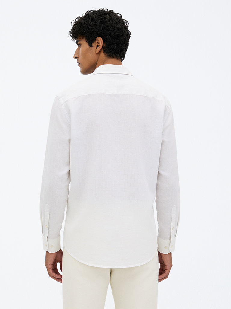 Ascot Off-White Relaxed-Fit Linen Shirt