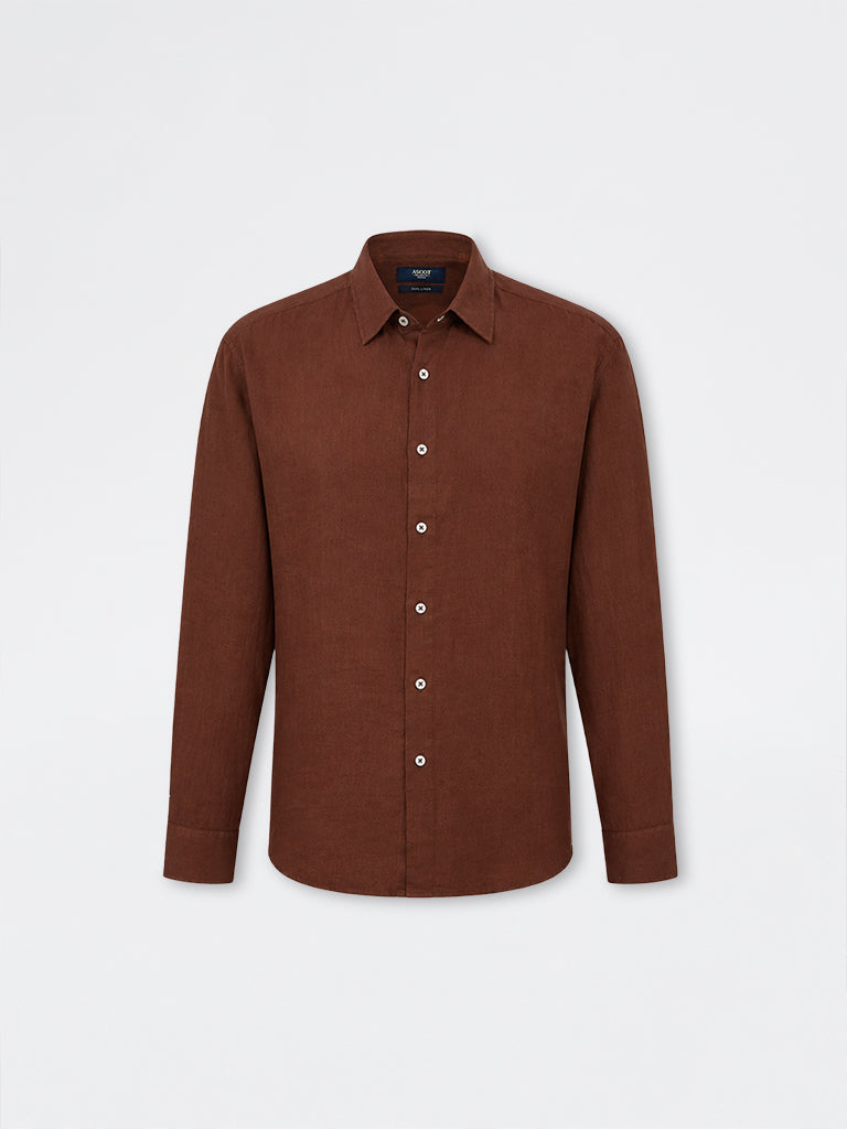 Ascot Rust Relaxed-Fit Linen Shirt