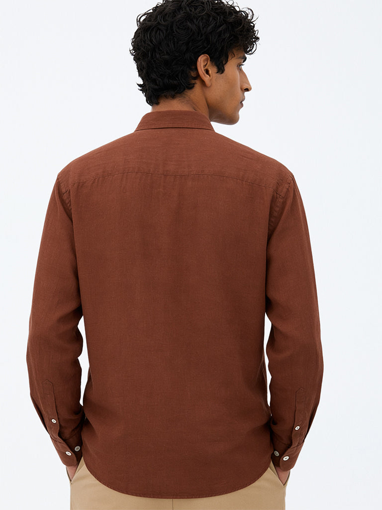 Ascot Rust Relaxed-Fit Linen Shirt