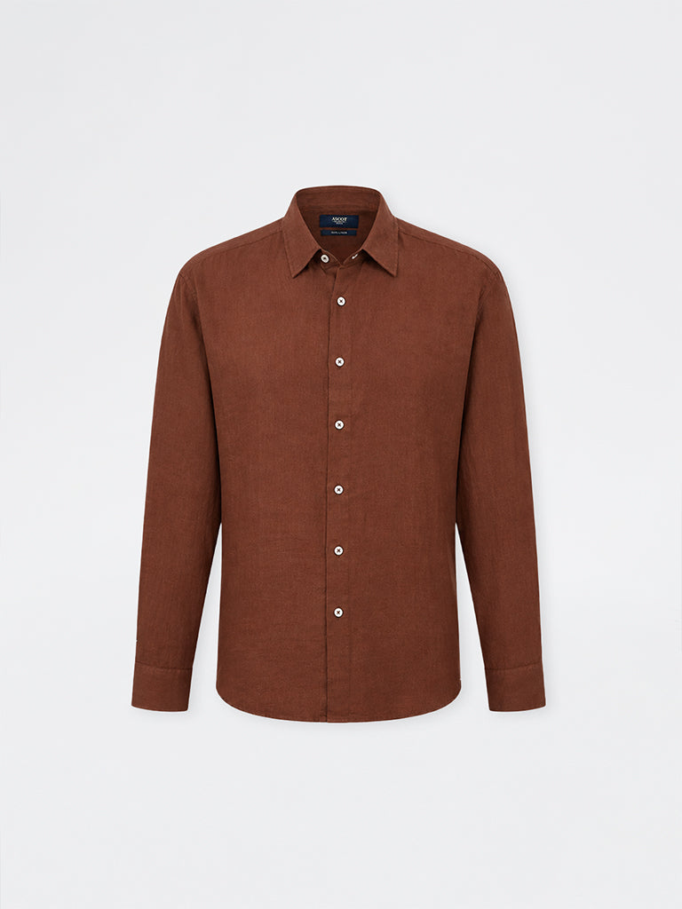 Ascot Rust Relaxed-Fit Linen Shirt