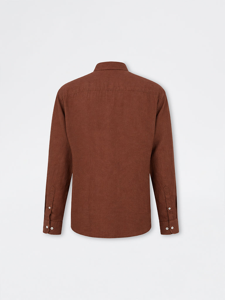 Ascot Rust Relaxed-Fit Linen Shirt