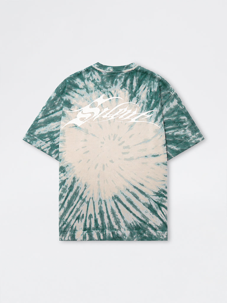 Nuon Green Tie-Dye Printed Relaxed-Fit Cotton T-Shirt