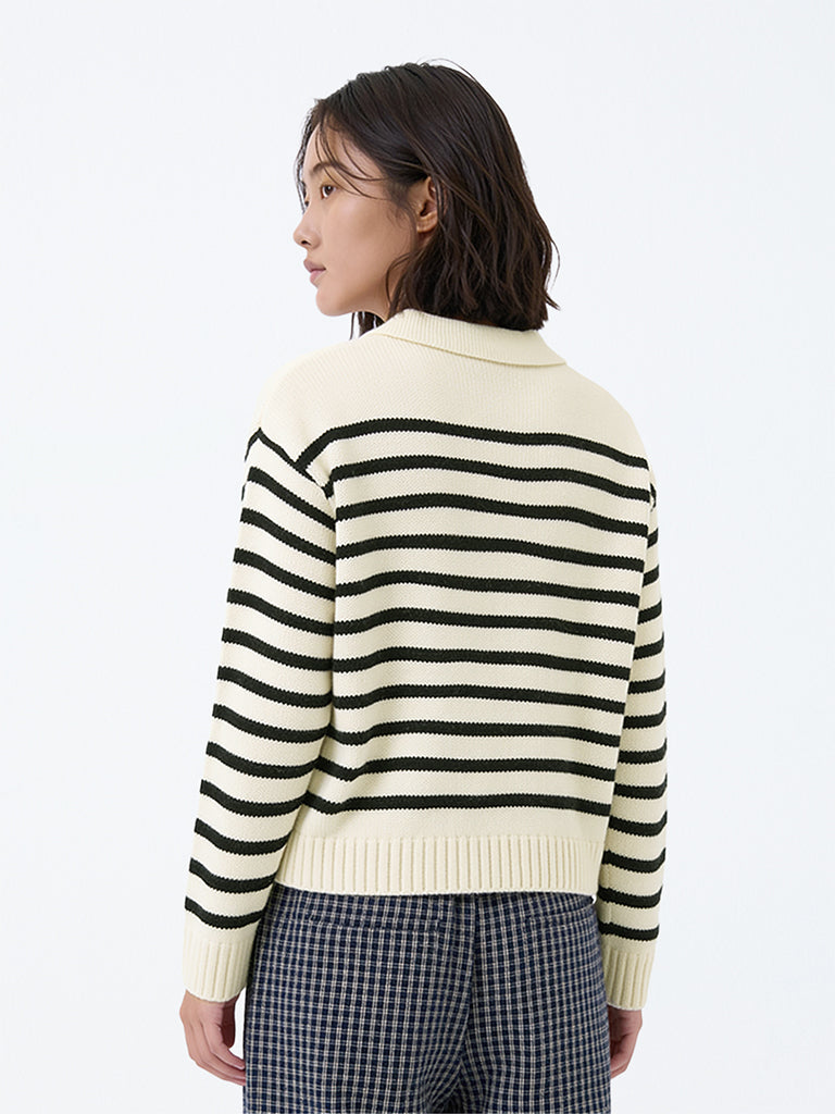 Girls Off-White Striped Sweater