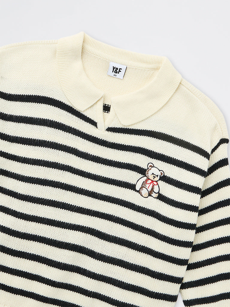 Girls Off-White Striped Sweater